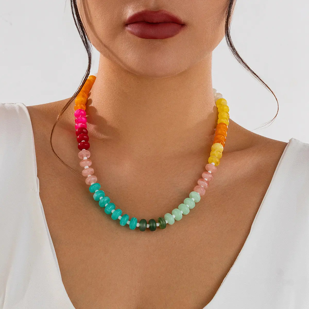 Cool Harmony - Rainbow Bead Necklace